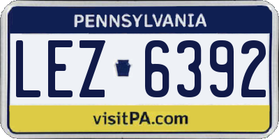 PA license plate LEZ6392