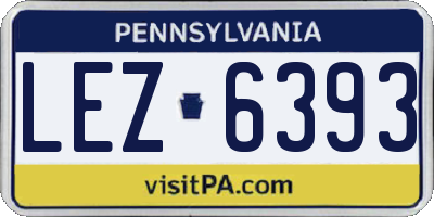 PA license plate LEZ6393