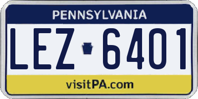PA license plate LEZ6401
