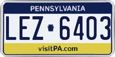 PA license plate LEZ6403