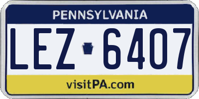 PA license plate LEZ6407