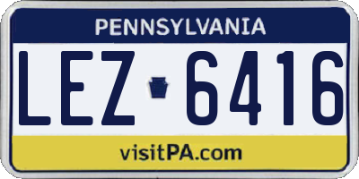 PA license plate LEZ6416