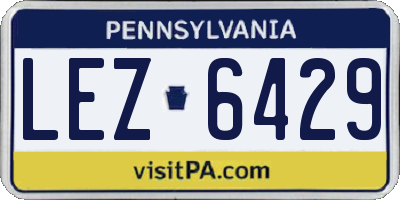 PA license plate LEZ6429