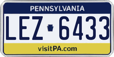 PA license plate LEZ6433