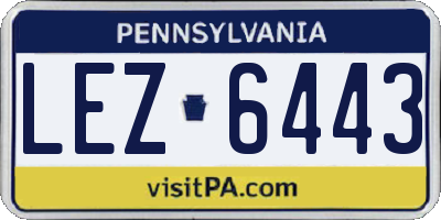 PA license plate LEZ6443