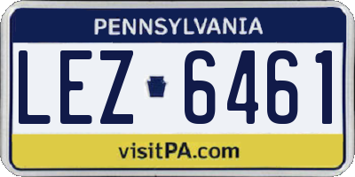 PA license plate LEZ6461