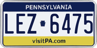 PA license plate LEZ6475