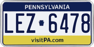 PA license plate LEZ6478