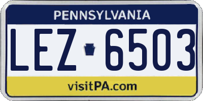 PA license plate LEZ6503