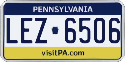 PA license plate LEZ6506