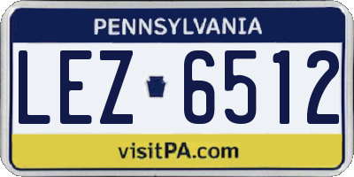 PA license plate LEZ6512