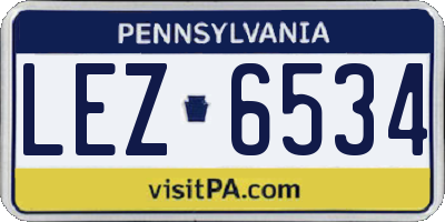 PA license plate LEZ6534