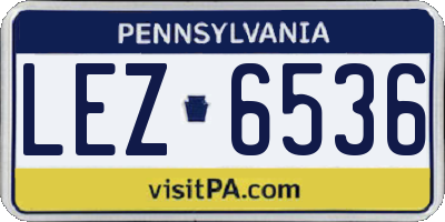 PA license plate LEZ6536