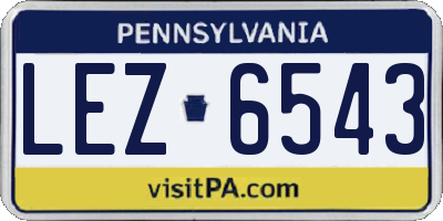 PA license plate LEZ6543