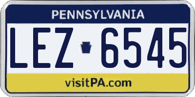 PA license plate LEZ6545