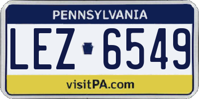 PA license plate LEZ6549