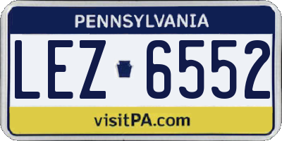 PA license plate LEZ6552