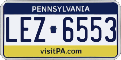 PA license plate LEZ6553