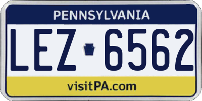 PA license plate LEZ6562