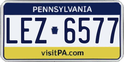 PA license plate LEZ6577
