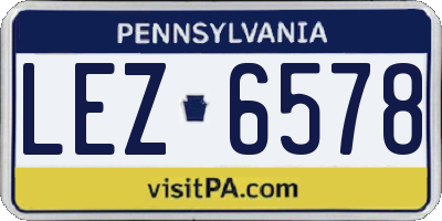 PA license plate LEZ6578