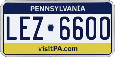 PA license plate LEZ6600