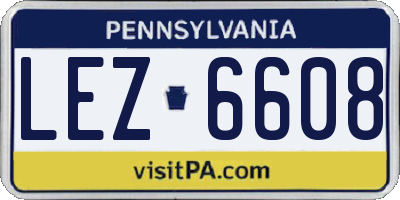 PA license plate LEZ6608