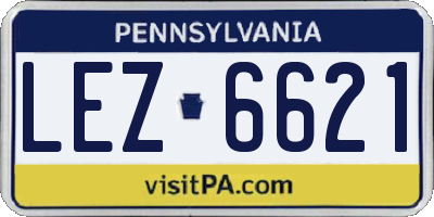 PA license plate LEZ6621