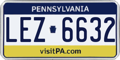 PA license plate LEZ6632