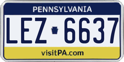 PA license plate LEZ6637