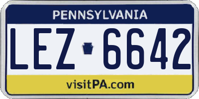 PA license plate LEZ6642