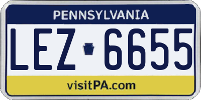 PA license plate LEZ6655