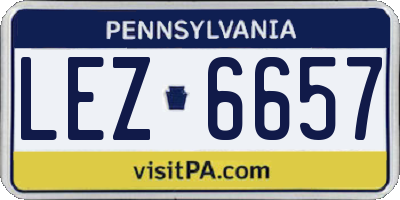 PA license plate LEZ6657