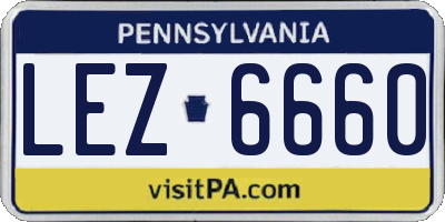 PA license plate LEZ6660