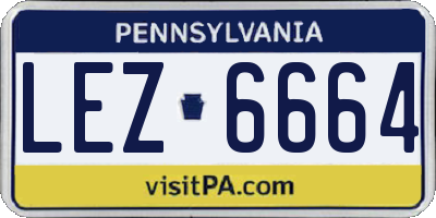 PA license plate LEZ6664