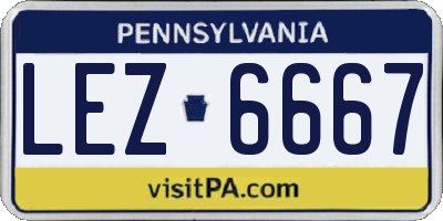 PA license plate LEZ6667
