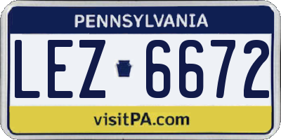 PA license plate LEZ6672