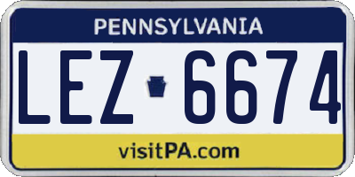 PA license plate LEZ6674