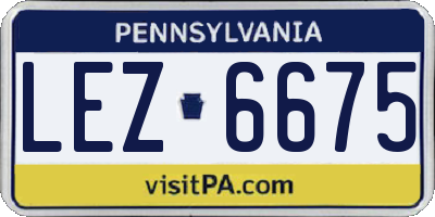PA license plate LEZ6675