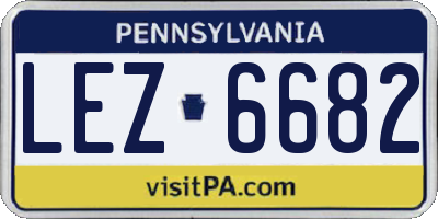 PA license plate LEZ6682