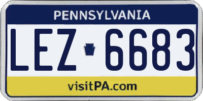 PA license plate LEZ6683