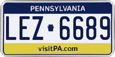 PA license plate LEZ6689
