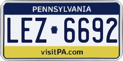 PA license plate LEZ6692