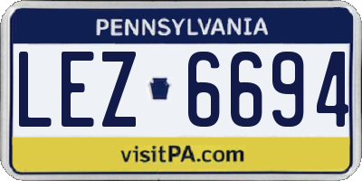 PA license plate LEZ6694