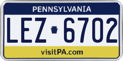 PA license plate LEZ6702