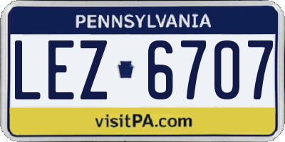 PA license plate LEZ6707