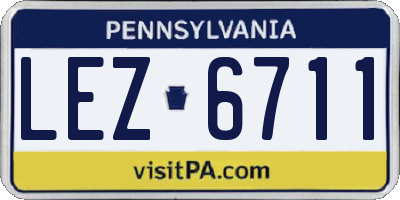 PA license plate LEZ6711
