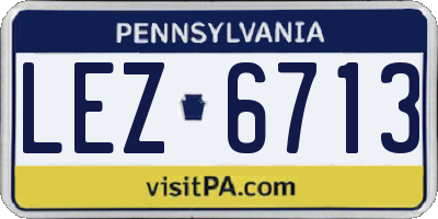 PA license plate LEZ6713