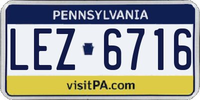 PA license plate LEZ6716