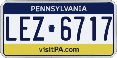 PA license plate LEZ6717